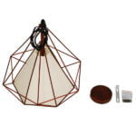 GloboStar® KAIRI 01623 Μοντέρνο Industrial Κρεμαστό Φωτιστικό Οροφής Μονόφωτο 1 x E27 Καφέ Σκουριά με Άσπρο Ύφασμα Μεταλλικό Πλέγμα Φ38 x Υ39cm - Image 8