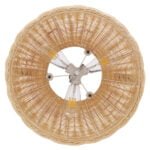 GloboStar® DE LA MER 01624 Vintage Κρεμαστό Φωτιστικό Οροφής Τρίφωτο 3 x E27 Καφέ Ξύλινο Μπαμπού Φ45 x Υ24cm - Image 8