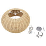 GloboStar® DE LA MER 01624 Vintage Κρεμαστό Φωτιστικό Οροφής Τρίφωτο 3 x E27 Καφέ Ξύλινο Μπαμπού Φ45 x Υ24cm - Image 9