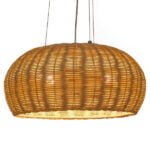 GloboStar® DE LA MER 01624 Vintage Κρεμαστό Φωτιστικό Οροφής Τρίφωτο 3 x E27 Καφέ Ξύλινο Μπαμπού Φ45 x Υ24cm - Image 2