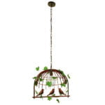 GloboStar® LIBELLULA 01642 Vintage Industrial Κρεμαστό Φωτιστικό Οροφής Μονόφωτο 1 x E27 Καφέ Σκουριά Μεταλλικό Πλέγμα Μ48.5 x Π42 x Y37.5cm - Image 2