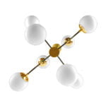GloboStar® STARDUST 01649 Vintage Industrial Φωτιστικό Οροφής Πολύφωτο Μαύρο - Χρυσό Μεταλλικό Πολυέλαιος με Γυάλινες Μπάλες Λευκό Ματ Φ75 x Y100cm - Image 5