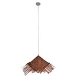 GloboStar® RICEHAT 01667 Boho Κρεμαστό Φωτιστικό Καμπάνα Μονόφωτο 1 x E27 IP20 Καφέ Ξύλο - Μ70 x Π70 x Y25cm - Image 2