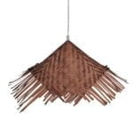 GloboStar® RICEHAT 01667 Boho Κρεμαστό Φωτιστικό Καμπάνα Μονόφωτο 1 x E27 IP20 Καφέ Ξύλο - Μ70 x Π70 x Y25cm - Image 3