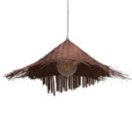 GloboStar® RICEHAT 01667 Boho Κρεμαστό Φωτιστικό Καμπάνα Μονόφωτο 1 x E27 IP20 Καφέ Ξύλο - Μ70 x Π70 x Y25cm - Image 4