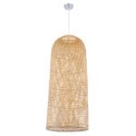 GloboStar® CALERO 01712 Boho Κρεμαστό Φωτιστικό Πλέγμα Μονόφωτο 1 x E27 IP20 Μπεζ Ξύλο - Μ40 x Π40 x Υ90cm - Image 4