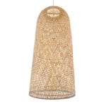 GloboStar® CALERO 01712 Boho Κρεμαστό Φωτιστικό Πλέγμα Μονόφωτο 1 x E27 IP20 Μπεζ Ξύλο - Μ40 x Π40 x Υ90cm - Image 6
