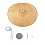 GloboStar® CUBA 01719 Boho Κρεμαστό Φωτιστικό Ανάρτηση Μονόφωτο 1 x E27 IP20 Μπεζ Ξύλο - Μ53 x Π53 x Υ30cm - Image 12