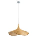 GloboStar® CUBA 01719 Boho Κρεμαστό Φωτιστικό Ανάρτηση Μονόφωτο 1 x E27 IP20 Μπεζ Ξύλο - Μ53 x Π53 x Υ30cm - Image 4
