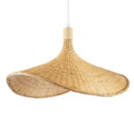 GloboStar® CUBA 01719 Boho Κρεμαστό Φωτιστικό Ανάρτηση Μονόφωτο 1 x E27 IP20 Μπεζ Ξύλο - Μ53 x Π53 x Υ30cm - Image 5