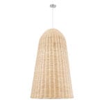 GloboStar® FAROL 01746 Boho Κρεμαστό Φωτιστικό Καμπάνα Μονόφωτο 1 x E27 IP20 Μπεζ Ξύλο - Μ60 x Π60 x Y100cm - Image 4
