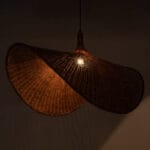 GloboStar® CUBA 01770 Boho Κρεμαστό Φωτιστικό Ανάρτηση Μονόφωτο 1 x E27 IP20 Καφέ Ξύλο - Μ100 x Π100 x Y55cm - Image 3