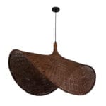 GloboStar® CUBA 01770 Boho Κρεμαστό Φωτιστικό Ανάρτηση Μονόφωτο 1 x E27 IP20 Καφέ Ξύλο - Μ100 x Π100 x Y55cm - Image 4