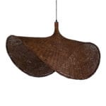GloboStar® CUBA 01770 Boho Κρεμαστό Φωτιστικό Ανάρτηση Μονόφωτο 1 x E27 IP20 Καφέ Ξύλο - Μ100 x Π100 x Y55cm - Image 5
