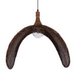 GloboStar® CUBA 01770 Boho Κρεμαστό Φωτιστικό Ανάρτηση Μονόφωτο 1 x E27 IP20 Καφέ Ξύλο - Μ100 x Π100 x Y55cm - Image 9