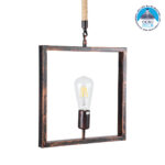 GloboStar® FRAISE 01814 Vintage Κρεμαστό Φωτιστικό Ανάρτηση Μονόφωτο 1 x E27 IP20 Χάλκινο Μέταλλο με Μπεζ Σχοινί - Μ32 x Π4 x Υ32cm