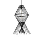 GloboStar® YOSHI 01929 Boho Κρεμαστό Φωτιστικό Πλέγμα Μονόφωτο 1 x E27 IP20 Μαύρο Ξύλο - Μ35 x Π35 x Υ60cm - Image 2