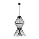 GloboStar® YOSHI 01929 Boho Κρεμαστό Φωτιστικό Πλέγμα Μονόφωτο 1 x E27 IP20 Μαύρο Ξύλο - Μ35 x Π35 x Υ60cm - Image 4