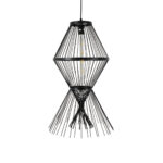 GloboStar® YOSHI 01929 Boho Κρεμαστό Φωτιστικό Πλέγμα Μονόφωτο 1 x E27 IP20 Μαύρο Ξύλο - Μ35 x Π35 x Υ60cm - Image 5