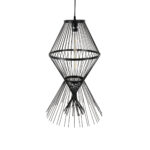 GloboStar® YOSHI 01929 Boho Κρεμαστό Φωτιστικό Πλέγμα Μονόφωτο 1 x E27 IP20 Μαύρο Ξύλο - Μ35 x Π35 x Υ60cm - Image 7