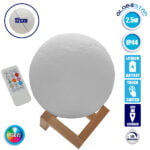 Διακοσμητικό Ανάγλυφο Φωτιστικό Αφής 3D Moon 12cm RGBW Ντιμαριζόμενο με Ασύρματο Χειριστήριο GloboStar 07029