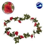 GloboStar® 09002 Τεχνητό Κρεμαστό Φυτό Διακοσμητική Γιρλάντα Μήκους 2.2 μέτρων με 10 X Μεγάλα Τριαντάφυλλα Κόκκινα