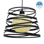 GloboStar® CARTER 00961 Μοντέρνο Industrial Κρεμαστό Φωτιστικό Οροφής Μονόφωτο 1 x E27 Μαύρο με Εκρού Μεταλλικό Πλέγμα Φ32 x Υ25cm