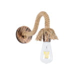 GloboStar® FLEDI 01134 Vintage Φωτιστικό Τοίχου Απλίκα Μονόφωτο Μπρούτζινο Σκουριά Μεταλλικό με Μπεζ Σχοινί Μ10 x Π25 x Υ15cm - Image 2