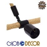 GloboStar® MALVERN 10001239 Vintage Κρεμαστό Φωτιστικό Ανάρτηση Μονόφωτο 1 x E27 IP20 Μαύρο Μέταλλο με Μπεζ Σχοινί - Μ34 x Π22 x Υ34cm - Image 6