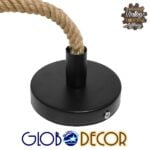 GloboStar® MALVERN 10001239 Vintage Κρεμαστό Φωτιστικό Ανάρτηση Μονόφωτο 1 x E27 IP20 Μαύρο Μέταλλο με Μπεζ Σχοινί - Μ34 x Π22 x Υ34cm - Image 8