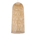 GloboStar® CALERO 01712 Boho Κρεμαστό Φωτιστικό Πλέγμα Μονόφωτο 1 x E27 IP20 Μπεζ Ξύλο - Μ40 x Π40 x Υ90cm - Image 2