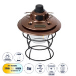 GloboStar® 85697 Αυτόνομο Φανάρι Camping LED 4W USB 2.0 με Επαναφορτιζόμενη Μπαταρία 1 x 18650 2000mAh Li-ion Power Bank IP20 Dimmable Καφέ με Διάφανο Γυαλί CCT Εναλλαγή Φωτισμού μέσω On/Off All In One Ψυχρό 6000K+Φυσικό 4500K+Θερμό 2700K Φ13.5 x Υ17.5cm - Image 2