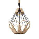 GloboStar® CONICAL 01617 Vintage Κρεμαστό Φωτιστικό Οροφής Μονόφωτο 1 x E27 Πλέγμα με Μπεζ Σχοινί Φ30 x Υ40cm - Image 2