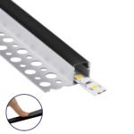 GloboStar® PLASTERBOARD-PROFILE 70835-3M Προφίλ Αλουμινίου - Βάση & Ψύκτρα Ταινίας LED με Μαύρο Φιμέ Κάλυμμα - Χωνευτή Τερματική Χρήση σε Τελείωμα Γυψοσανίδας ή σε Πλακάκι - Trimless - Πατητό Κάλυμμα - Ασημί - 3 Μέτρα - Πακέτο 5 Τεμαχίων - Μ300 x Π3.1 x Υ1.3cm - Image 2