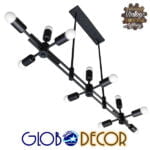 GloboStar® FERUM 01098 Μοντέρνο Industrial Φωτιστικό Οροφής Πολύφωτο Μαύρο Μεταλλικό Ράγα Μ113 x Π26 x Υ85cm