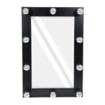 GloboStar® MAKEUP MIRROR-60x90-5 Μοντέρνος Καθρέπτης Μακιγιάζ με Πλαίσιο Φυσικού Ξύλου με Διακόπτη On/Off 10 x E27 AC220-240V - Μ60 x Π7 x Υ90cm - Μαύρος Έβενος - Image 3