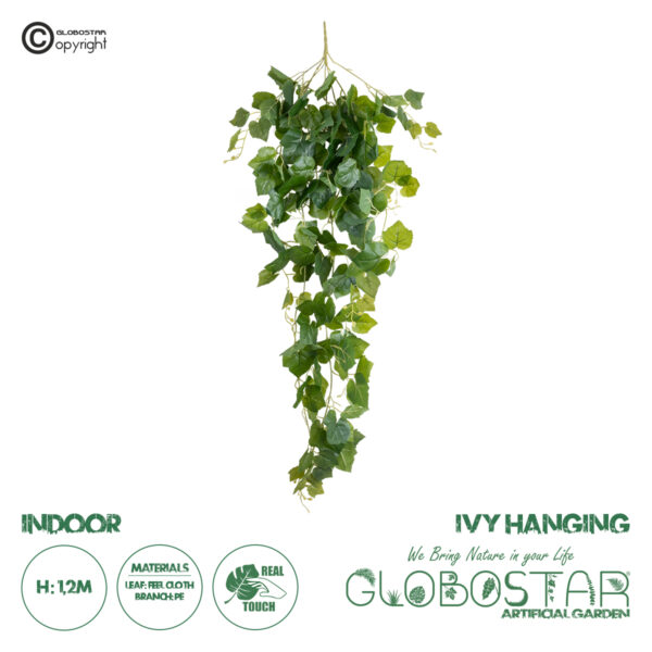 GloboStar® Artificial Garden IVY HANGING BRANCH 20248 Τεχνητό Διακοσμητικό Κρεμαστό Φυτό Κισσός Υ120cm