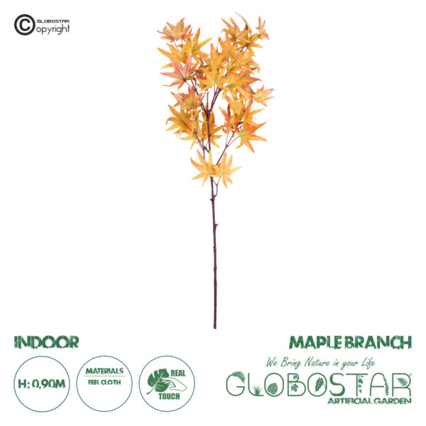 GloboStar® Artificial Garden MAPLE BRANCH 20264 Τεχνητό Διακοσμητικό Κλαδί Σφένδαμου Π25 x Υ90cm
