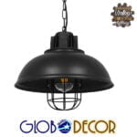 GloboStar® HARROW 01571 Vintage Κρεμαστό Φωτιστικό Καμπάνα Μονόφωτο 1 x E27 IP20 Μαύρο Μέταλλο - Μ33 x Π33 x Υ32cm