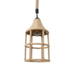 GloboStar® YUBA 01612 Boho Κρεμαστό Φωτιστικό Πλέγμα Μονόφωτο 1 x E27 IP20 Μπεζ Σχοινί - Μ22 x Π22 x Y40cm - Image 2