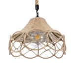 GloboStar® TESSUTI 01614 Vintage Κρεμαστό Φωτιστικό Οροφής Μονόφωτο 1 x E27 Πλέγμα με Μπεζ Σχοινί Φ39 x Υ31cm - Image 2