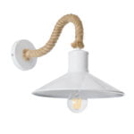 GloboStar® VINSA 01130 Vintage Φωτιστικό Τοίχου Απλίκα Μονόφωτο 1 x E27 Λευκό Μεταλλικό Καμπάνα με Μπεζ Σχοινί Μ37.5 x Π26.7 x Υ25cm - Image 2