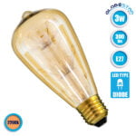 GloboStar® 99202 Λάμπα E27 ST64 MTX Pear DIODE HP LED String 3W 300 lm 320° AC 85-265V Edison Retro με Μελί Γυαλί Ultra Θερμό Λευκό 2200 K