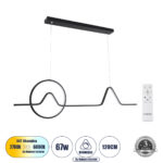 GloboStar® WINDY 61292 Κρεμαστό Φωτιστικό Οροφής Design LED CCT 67W 7504lm 300° AC 220-240V - Εναλλαγή Φωτισμού μέσω Τηλεχειριστηρίου All In One Ψυχρό 6000k+Φυσικό 4500k+Θερμό 2700k Dimmable Μ120 x Π4 x Υ30cm - Μαύρο - 3 Years Warranty - Image 2