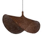 GloboStar® CUBA 01770 Boho Κρεμαστό Φωτιστικό Ανάρτηση Μονόφωτο 1 x E27 IP20 Καφέ Ξύλο - Μ100 x Π100 x Y55cm - Image 2