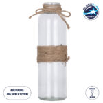 GloboStar® LUCY 35614 Διακοσμητικό Βάζο Γυάλινο Διάφανο με Σχοινί Φ6.6 x Υ21.8cm