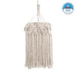 GloboStar® CONGO 36206 Boho Κρεμαστό Φωτιστικό Μακραμέ Μονόφωτο 1 x E27 IP20 Μπεζ Ύφασμα - Μ30 x Π30 x Υ50cm