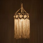 GloboStar® CONGO 36206 Boho Κρεμαστό Φωτιστικό Μακραμέ Μονόφωτο 1 x E27 IP20 Μπεζ Ύφασμα - Μ30 x Π30 x Υ50cm - Image 3