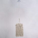 GloboStar® CONGO 36206 Boho Κρεμαστό Φωτιστικό Μακραμέ Μονόφωτο 1 x E27 IP20 Μπεζ Ύφασμα - Μ30 x Π30 x Υ50cm - Image 4