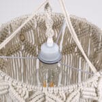 GloboStar® CONGO 36206 Boho Κρεμαστό Φωτιστικό Μακραμέ Μονόφωτο 1 x E27 IP20 Μπεζ Ύφασμα - Μ30 x Π30 x Υ50cm - Image 7